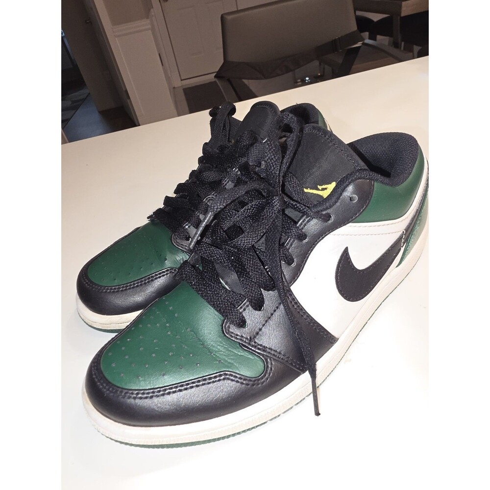 Nike Air Jordan 1 Low Green Toe Basketball Men Sz 7 GS 5Y Retro Black 553558-371